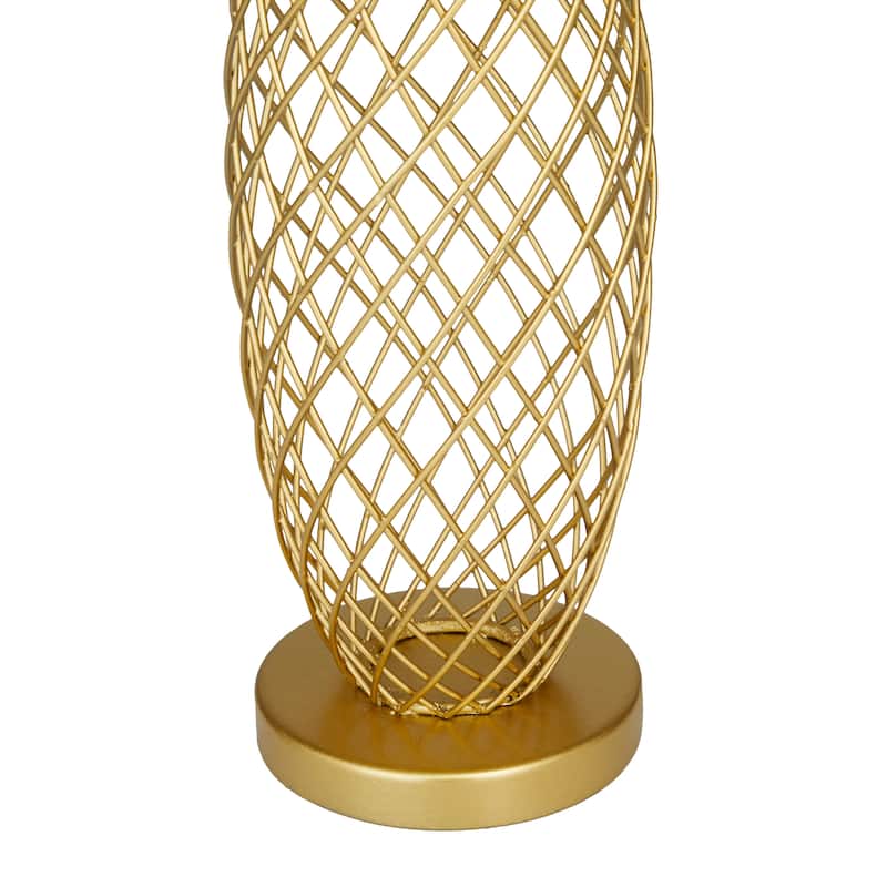 Metal Fruit Pineapple Sculpture - Gold - Roche River Decor - 5"W x 4"L x 16"H