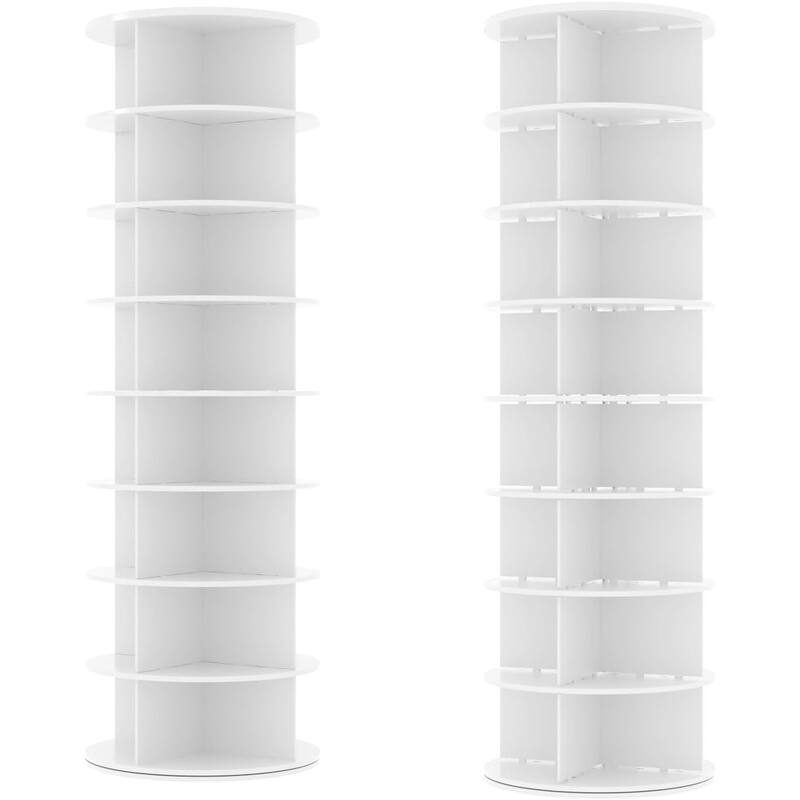 AECOJOY 8 Tier Rotating Shoe Rack, Shoe Tower Organizer with 4 Universal Casters