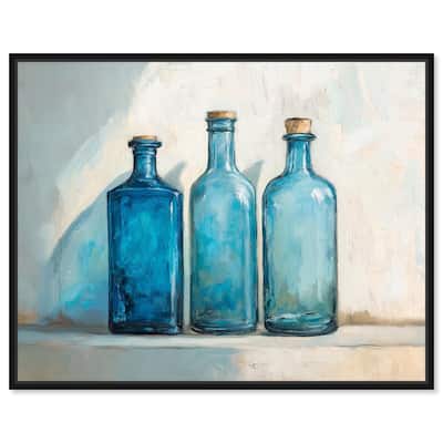 Three Blue Bottles Canvas by Art Remedy