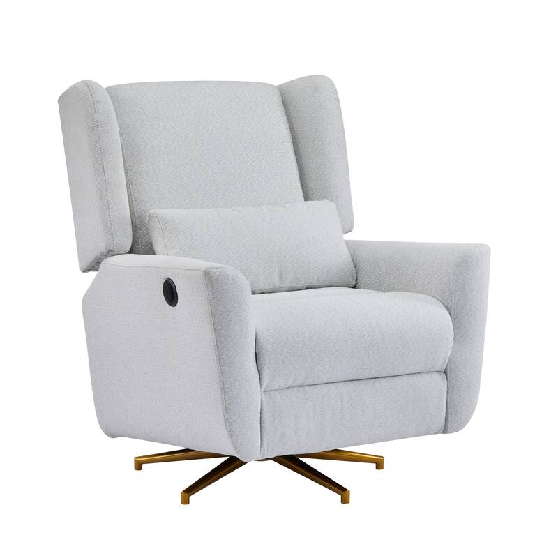 Boucle Fabric Power Recliner Chair, Swivel Armchair with Adjustable Backrest, Modern Swivel Recliner with Thick Cushion