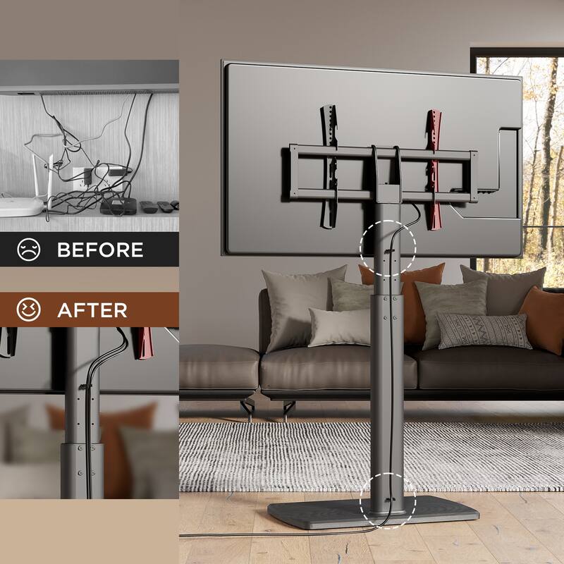 FITUEYES Sturdy Wood Base Floor Stand TV Mount for 32-70 inch TVs