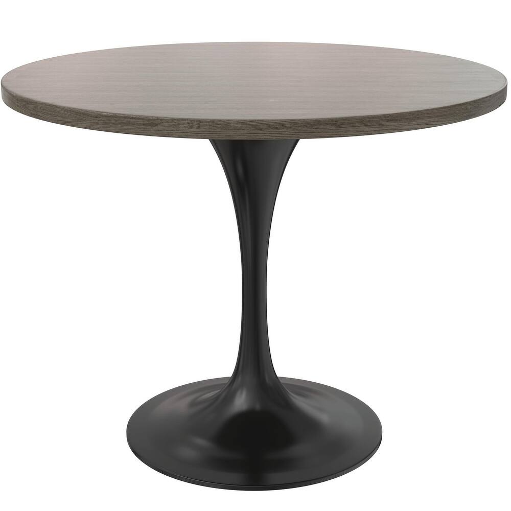 Verve Series 36" Round Accent Dining Table with MDF Solid Wood Top and Black Steel Finish Base for Kitchen and Living Room