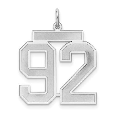 925 Sterling Silver Large Satin Number 92 Pendant