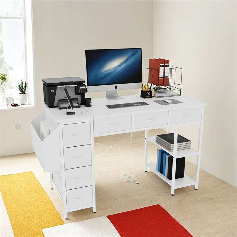 47" Computer Desk With Power Outlet,Writing Desk,Home Office Desk