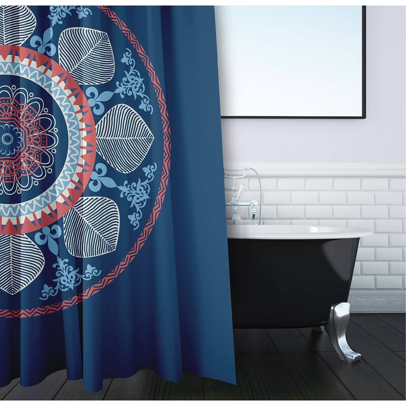 71 x 74-inch Stained Glass Geometric Print Shower Curtain
