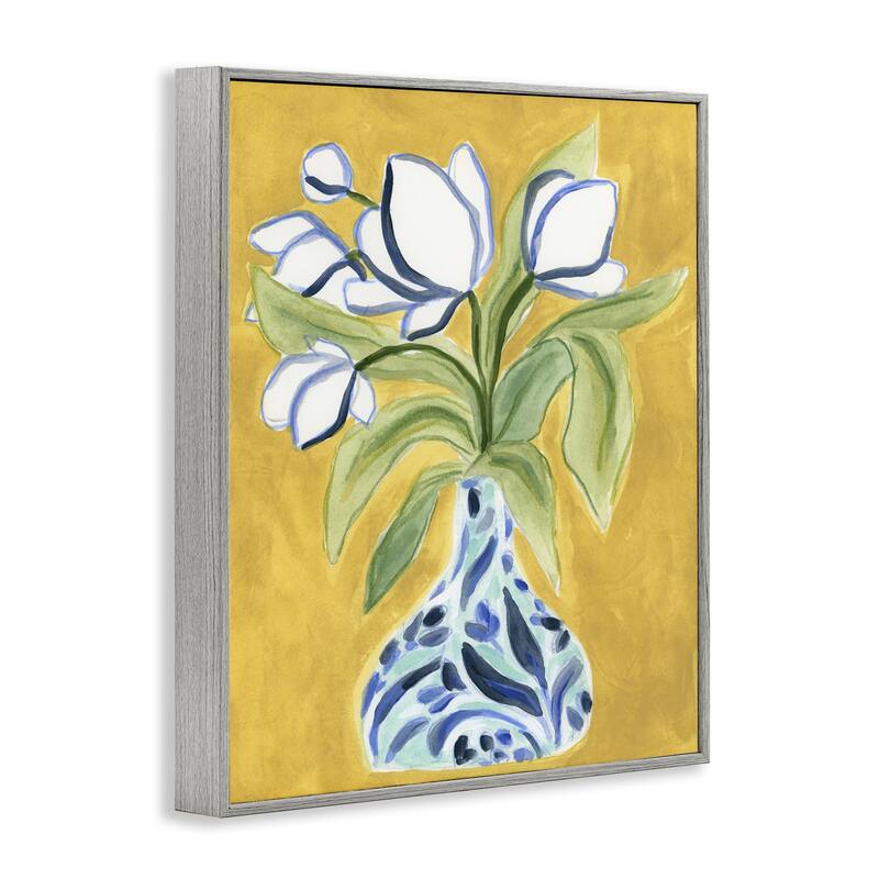 Stupell Bright Tulips in Vase Framed Giclee Art Design By June Erica Vess
