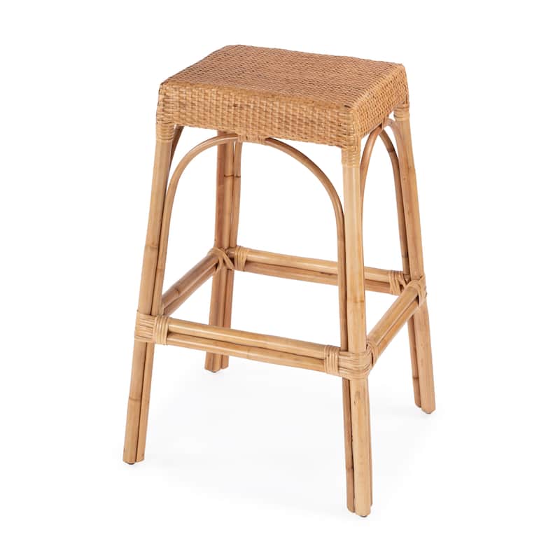 Robias Rectangular Rattan 30" Bar Stool - Natural