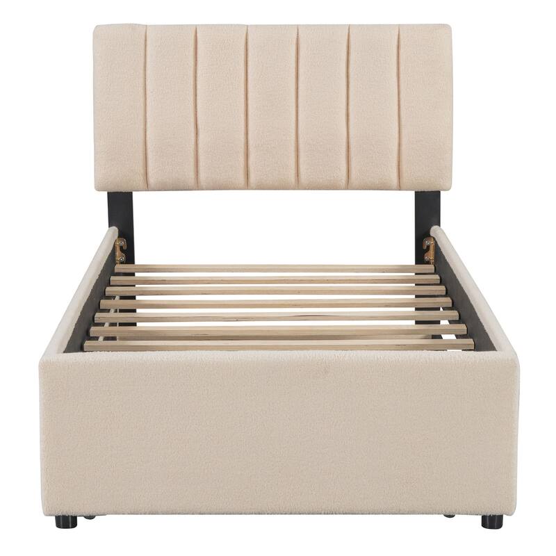 Upholstered Platform Bed with Trundle and LED Lights