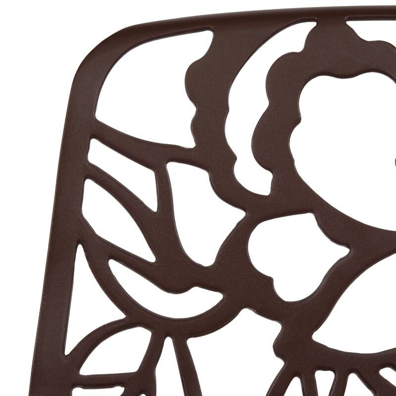 Devon Stackable Outdoor Aluminum Dining Chair with Floral Cutout, UV-Protected, Weather-Resistant Patio Seating