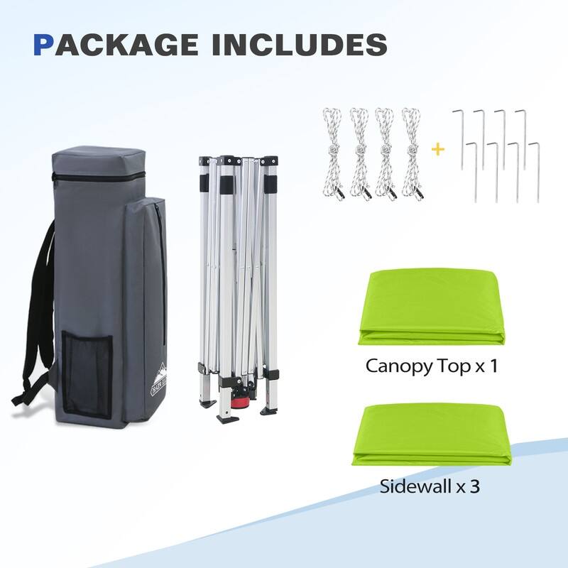 EAGLE PEAK Day Tripper 8x8 Aluminum Super-Lightweight Slant Leg Pop Up Canopy with 3 Removable Walls, Blue