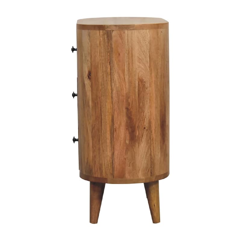 HomeRoots 26" Oak Solid Wood Oval Accent Cabinet With Three Drawers