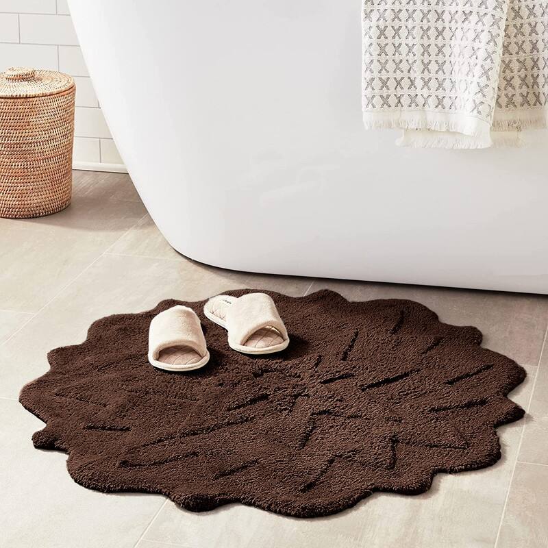 Sherry Kline Over Tufted Petals 32" Bath Rug - Grey, Brown, Black, Cream, Aloe Green Color Options