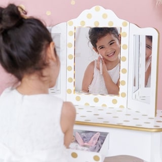 Teamson Kids - Fashion Polka Dot Prints Gisele Play Vanity Set with LED ...