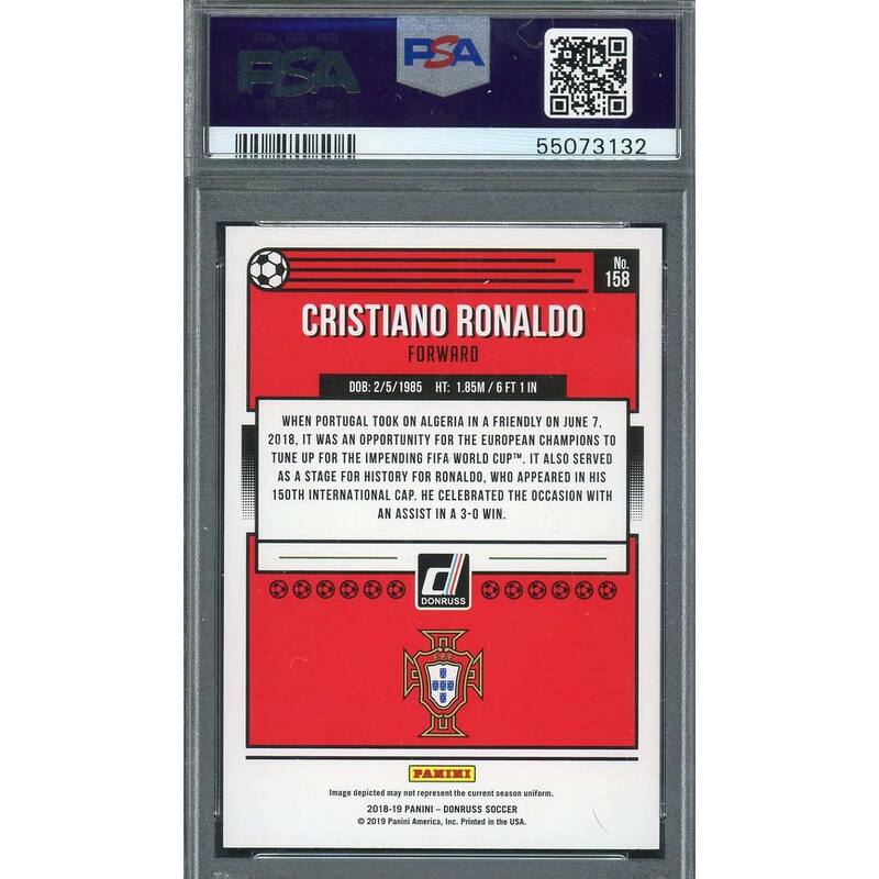 Cristiano Ronaldo 2018 Panini Donruss Soccer Card #158 Graded PSA 10 - 8'6" x 11'6"