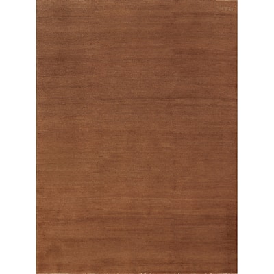Brown Gabbeh Modern Area Rug Hand-Knotted Wool Carpet - 4'11" x 6'6"