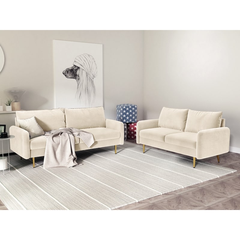 Velvet 2 Piece Loveseat and Sofa Living Room Set