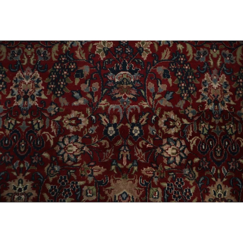 Hand Knotted Oriental 100% Wool Carpet Traditional Floral Red Sarouk Area Rug - 13' 1'' X 8' 10''