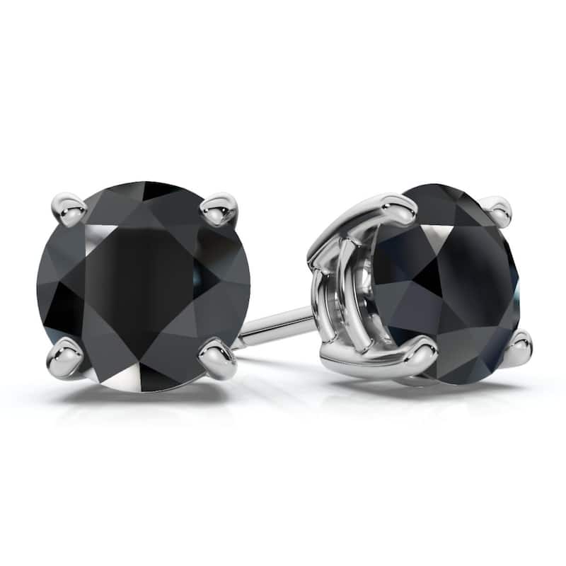 Bliss Diamond 1 1/2 ct White Gold Round Black Diamond Stud Earrings