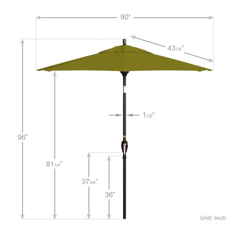 California Umbrella 7.5' Round Crank Lift Push Button Tilt Bronze Aluminum Patio Umbrella with Olefin Royal Blue Fabric