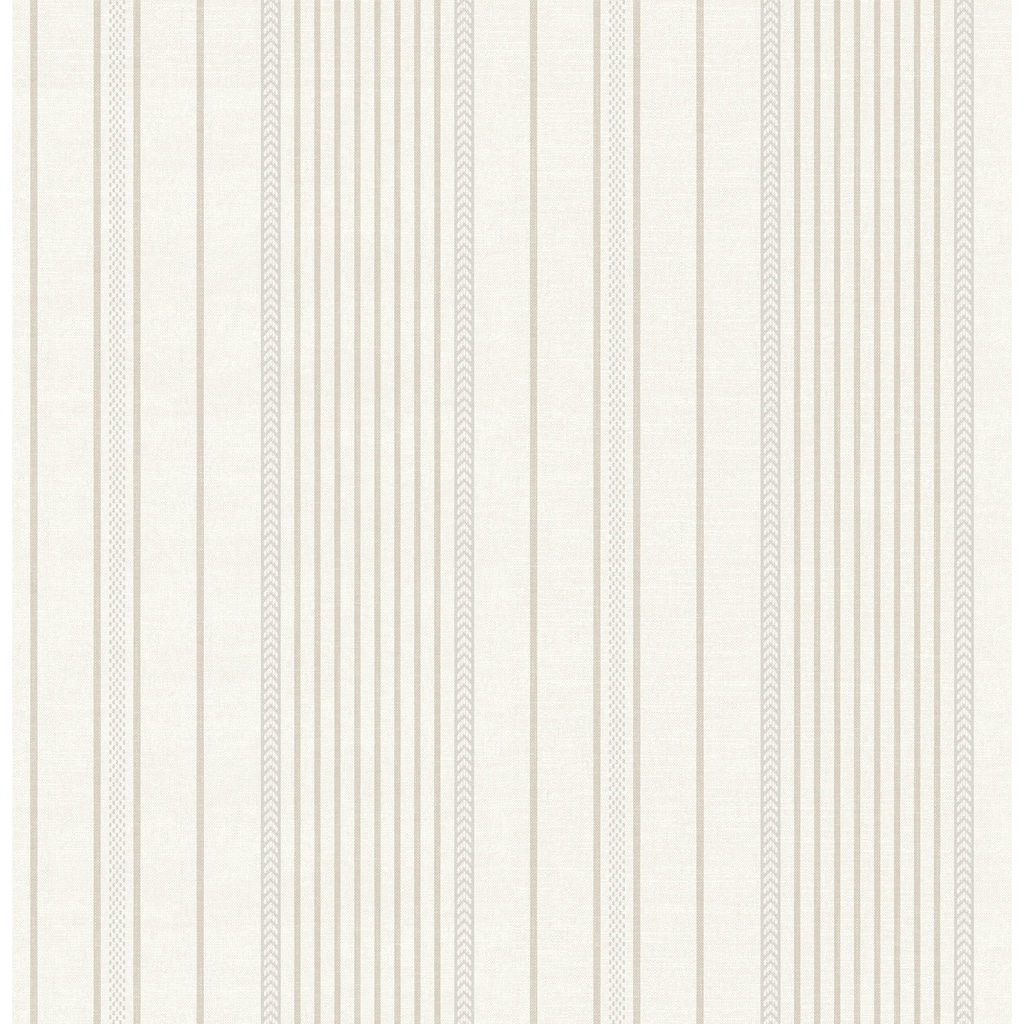 A-Street Prints Navarres Stripe Neutral Faux Linen Wallpaper