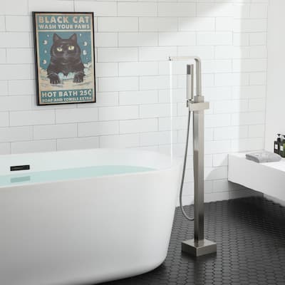 Freestanding Bathtub Faucet, Floor Mount Bathtub Filler with Handheld Shower