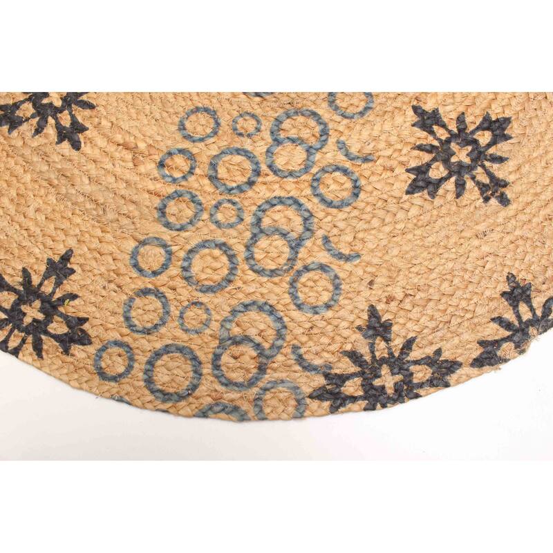 ECARPETGALLERY Braided Weave Palas Denizli Tan Jute Rug - 3'0 x 3'0