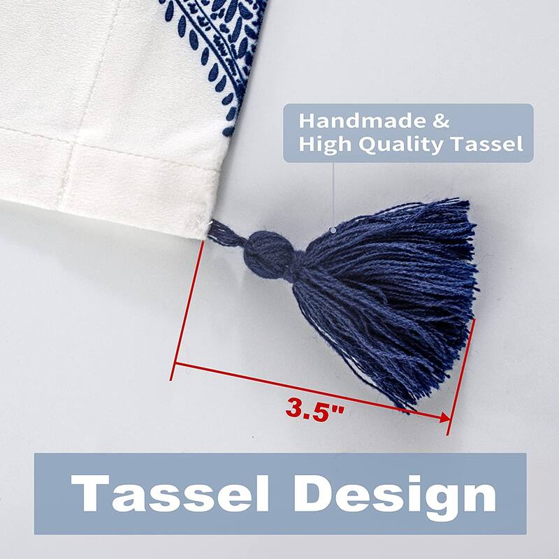 DriftAway Sadie Paisley Medallion Pattern Boho Velvet Window Curtain Valance with Handmade Tassels