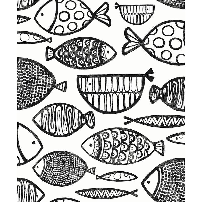 Seabrook Designs Cadence Fish Non-Woven Unpasted Wallpaper - 20.9 in. W x 33 ft. L - Contrast