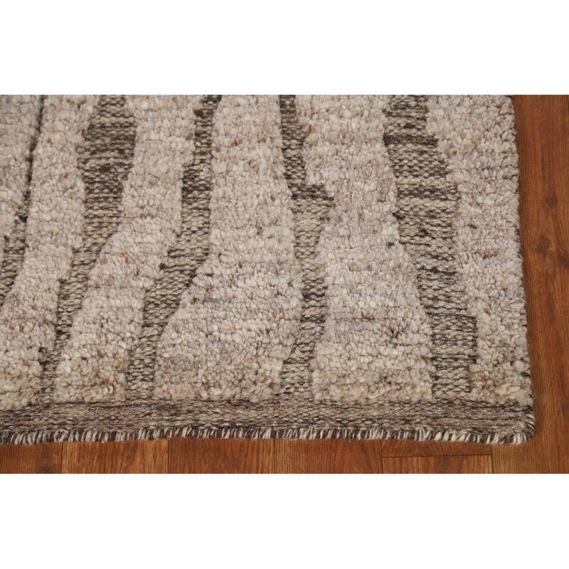 Moroccan Oriental Rug Hand-Knotted Beige Wool Carpet - 2'0"x 3'0"