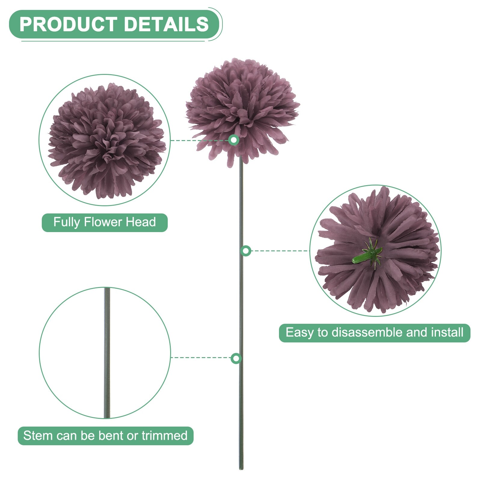 Artificial Chrysanthemum Ball Flowers for Home Decor - 30cm