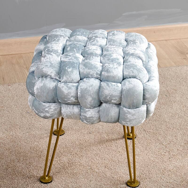 Home Soft Things Crushed Velvet Pouf Stool Ottoman