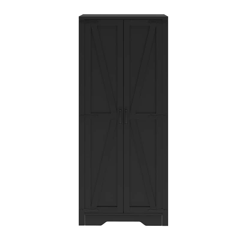 Moasis Broom Closet Storage Cabinet with Doors and Shelves for Farmhouse Organization