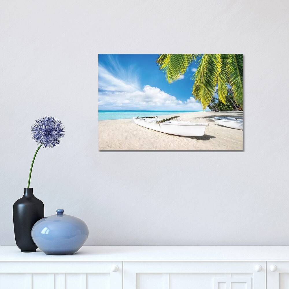 iCanvas "Boat At The Beach On Bora Bora" by Jan Becke Canvas Print