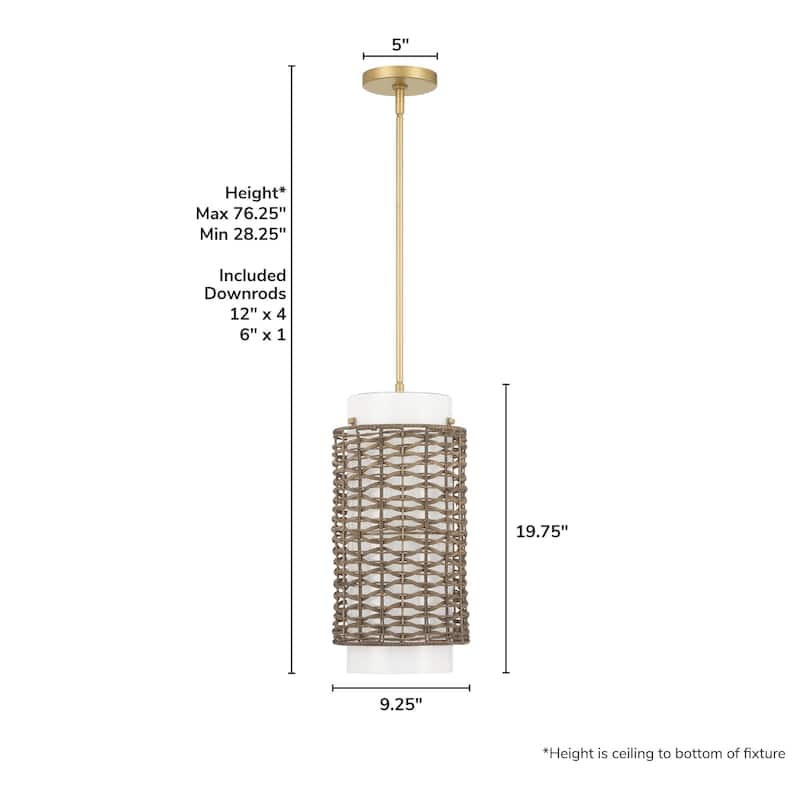 Hunter Laila Luxe Gold with Cased White Glass Pendant - Entry, Dining Room, Kitchen - Transitional, Contemporary