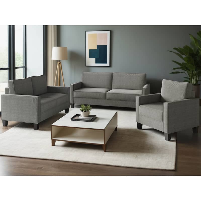 Clayfell Marcia Square Arm Living Room Set - Sofa - Grey
