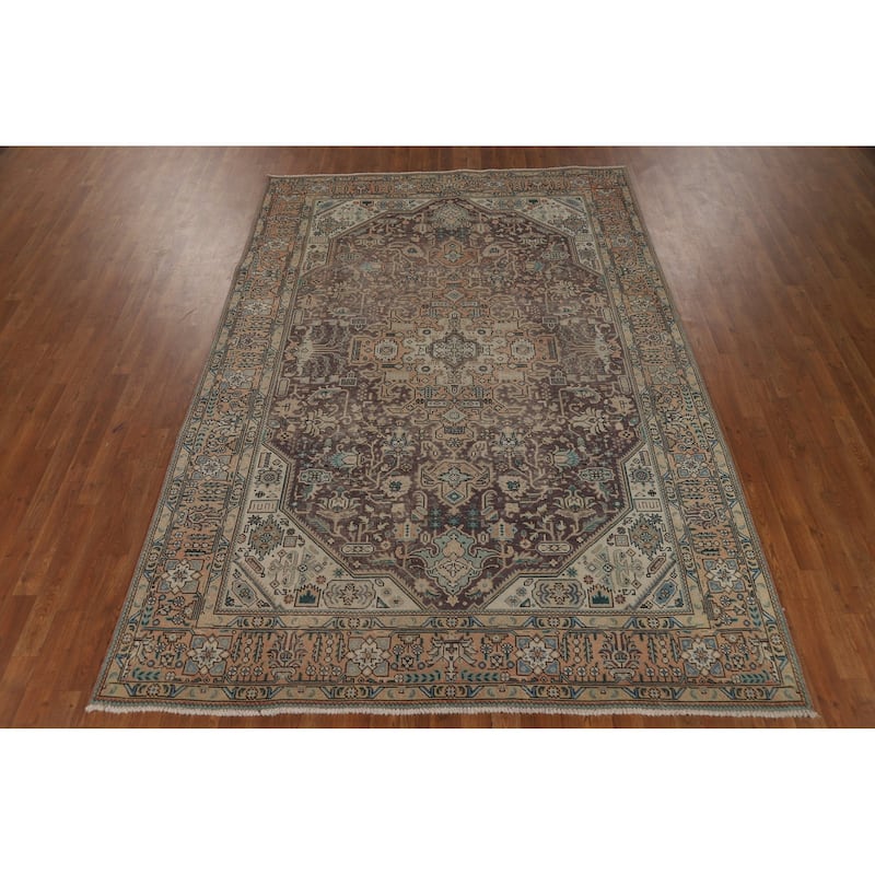 Tabriz Persian Vintage Area Rug Living Room Handmade Wool Carpet - 6'7" x 9'6"