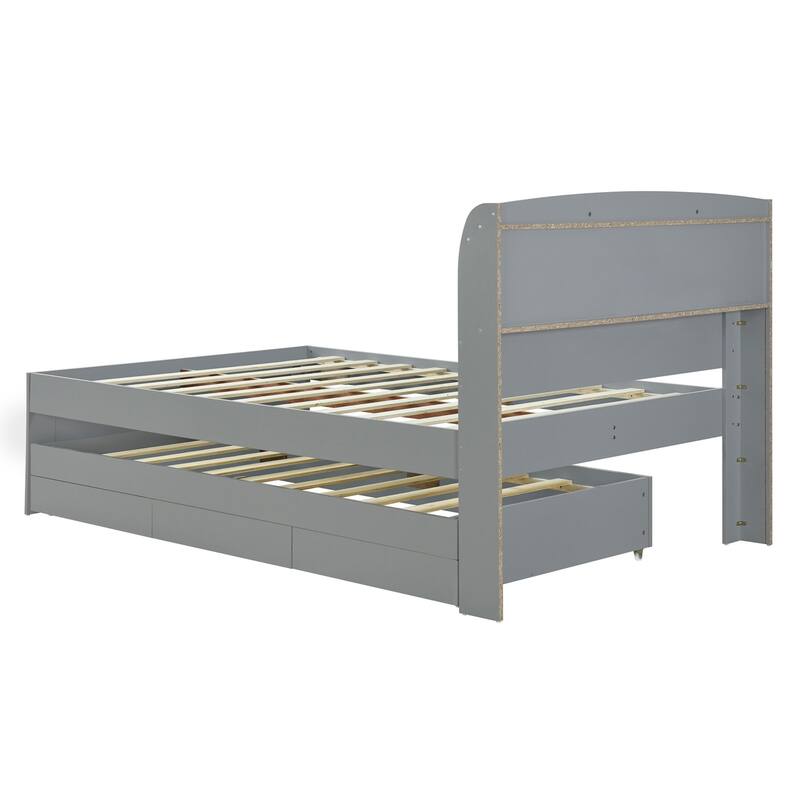 Multi-purpose platform bed with trundle and drawers