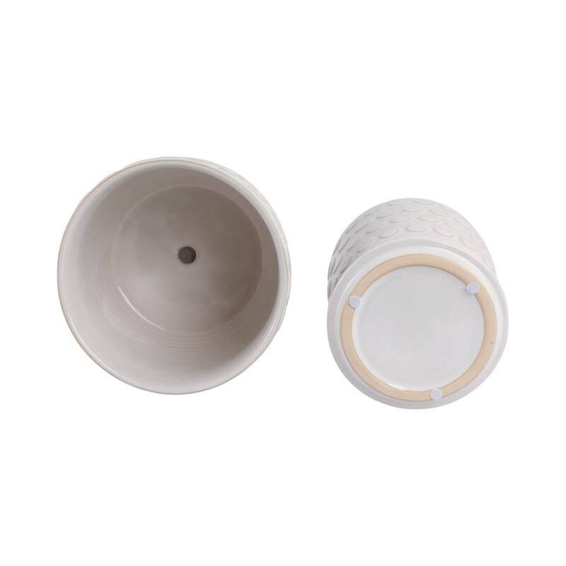 Ceramic Circular Saucer Planters Set of 2 - 6/8 in.