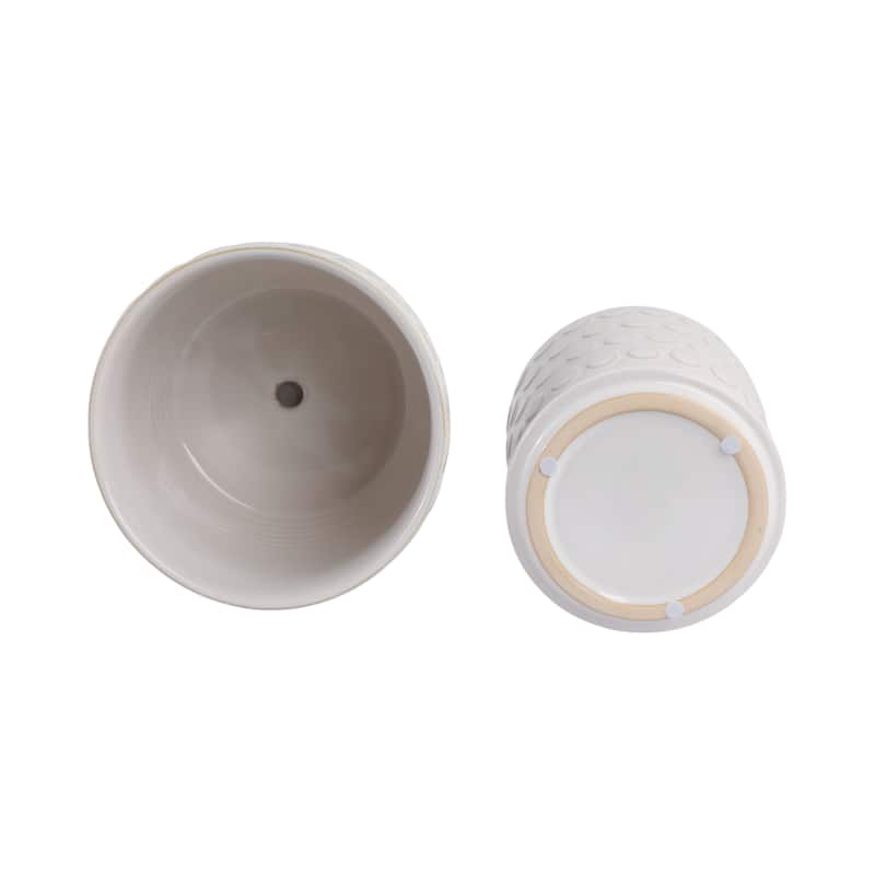 Ceramic Saucer Planters Circular Design Indoor Decor (Set of 2)