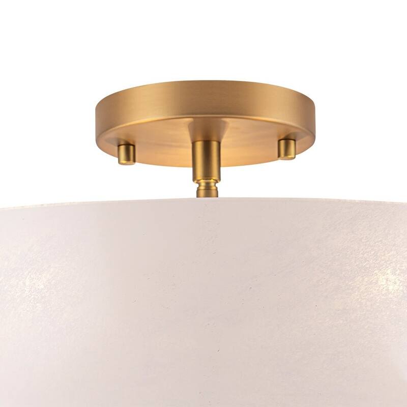 Mid-Century Modern 3-Light Round Opal Glass Semi Flush Mount 14.8in