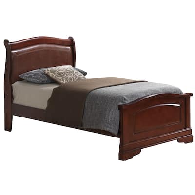 Curved Faux Leather Upholstered Twin Panel Bed - 84" - Brown