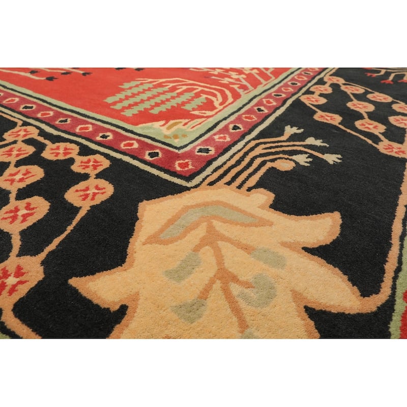Hand Tufted Transitional Oriental Rug Multi Coral Wool Art & Crafts
