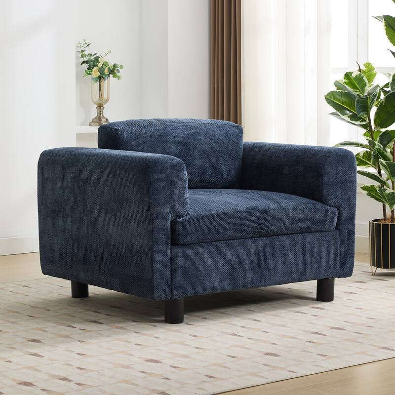 Modern Oversized Armchair Comfy Accent Chair Single Sofa, Woven Velvet Fabric