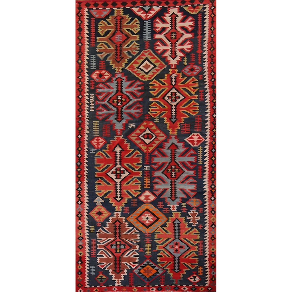 Vegetable Dye Shirvan Antique Area Rug Hand-Woven Wool Carpet - 5'6" x 11'5"