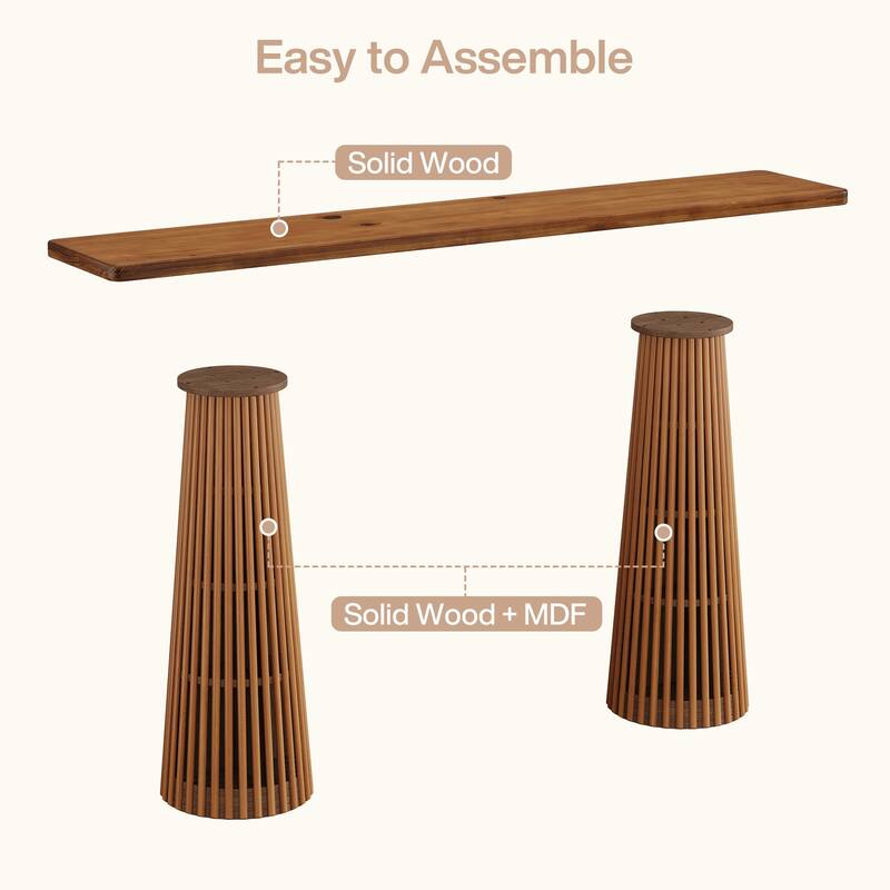 63'' Long Console Table, Wooden Sofa Table Behind the Couch Entryway Furniture