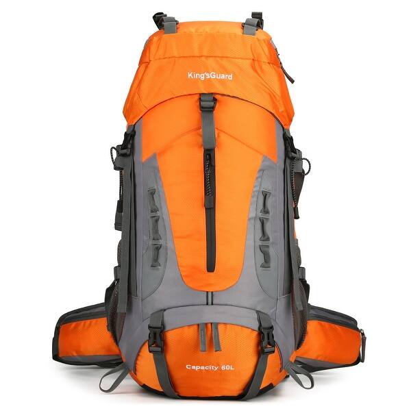 Live At Space 60l Hiking Backpack Large Waterproof Camping For Men And Women Lightweight Frameless Backpacking With Rain Cover Orange Blue