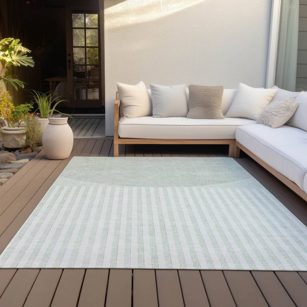Machine Washable Indoor/Outdoor Contemporary Mod Chantille Rug