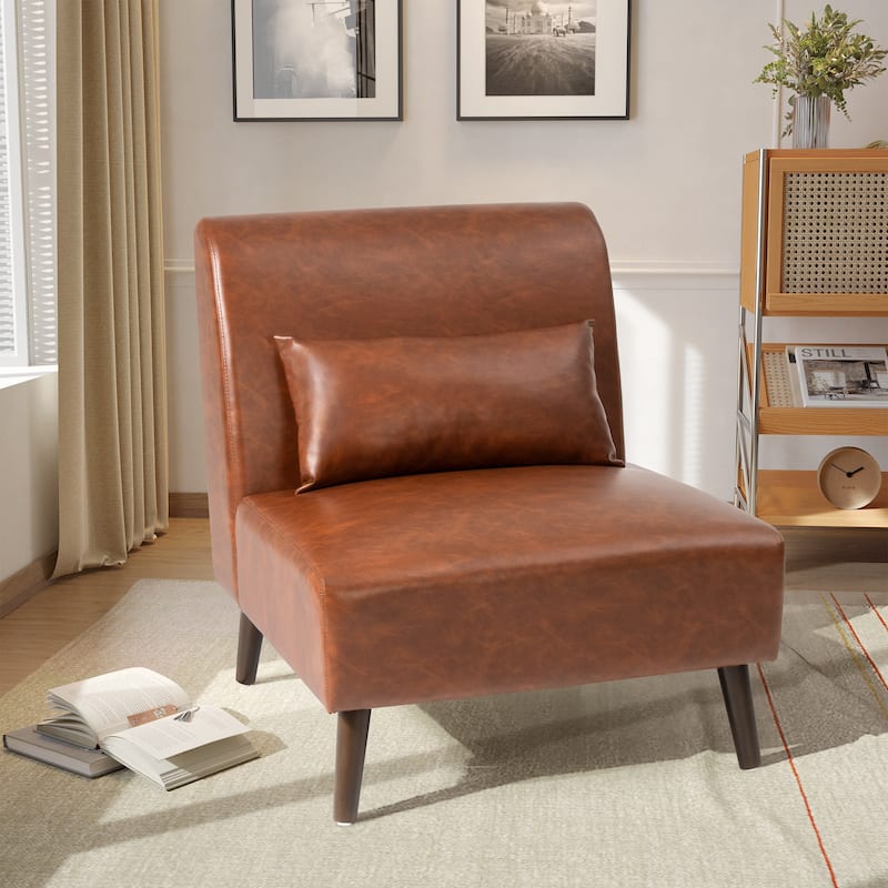 Pellebant Accent Chair Upholstered Lounge Couch Sofa for Bedroom Living Room - 1PC - Brown
