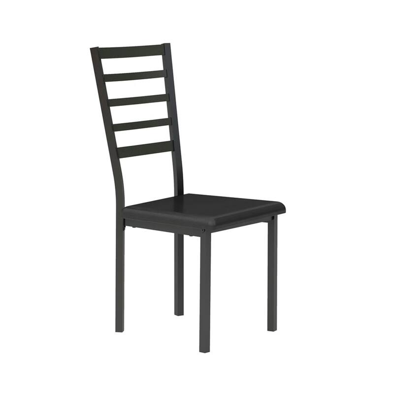 Metal And PU Study Computer Set With Writing Desk And PU Chair, Black