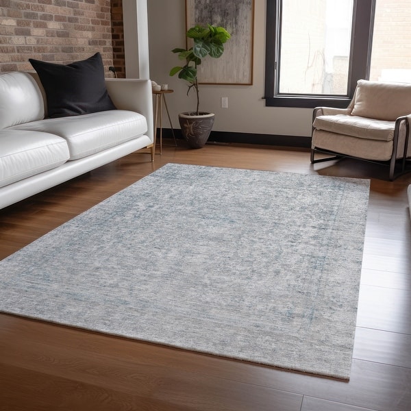 slide 2 of 9, Machine Washable Indoor/ Outdoor Vintage Traditional Chantille Rug Silver - 10' x 14'